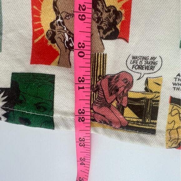 Reformation Davies Bustier Denim Mini Dress comic print sz 2 - Picture 9 of 9